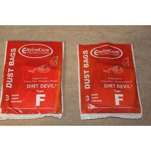 EnviroCare Dirt Devil Type F Vacuum Bags - Total of 5 new bags
